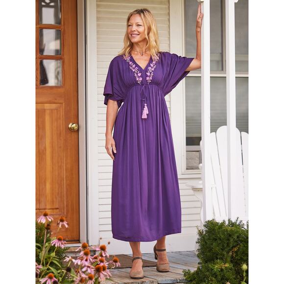 NWT April Cornell Calypso Dress in Parachute Purple SZ XS Embroidered Floral NEW - Picture 1 of 11